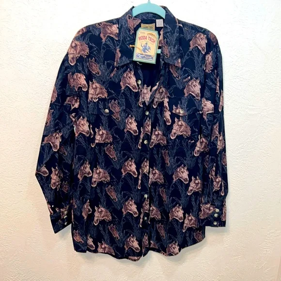 NWT Moda Tech Western/Rodeo Horse button up shirt - Picture 2 of 7
